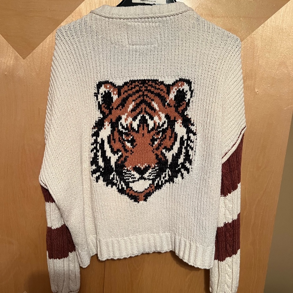 Anthropologie Cream and Brown Tiger Cardigan - Picture 2 of 4